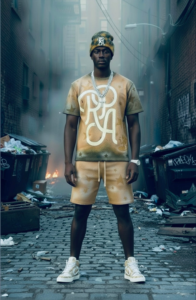 RPA Infected Society Olive Star Spray Short Sleeve Crewneck