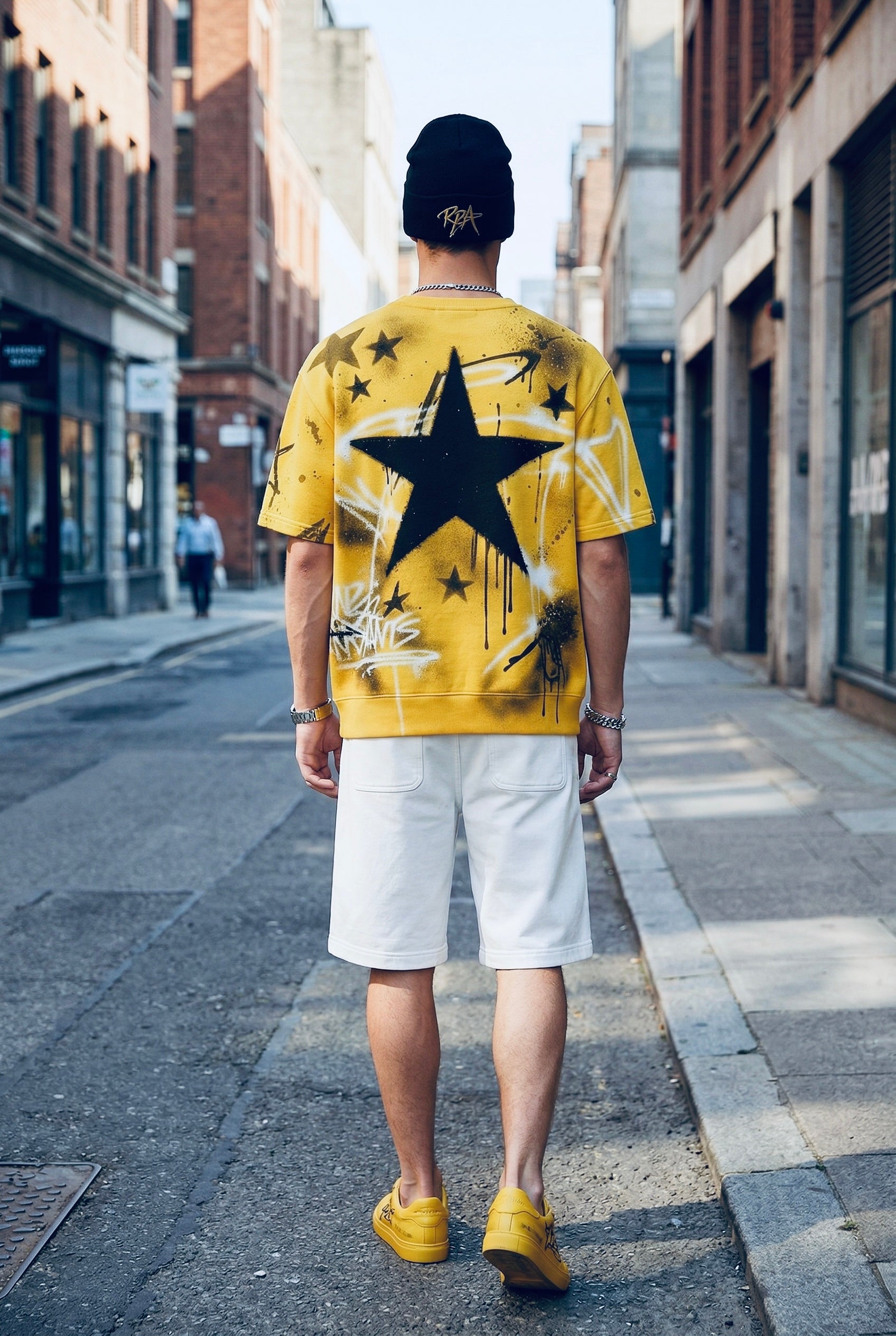 RPA Infected Society Star Graffiti Short Sleeve Sweatshirt – Yellow