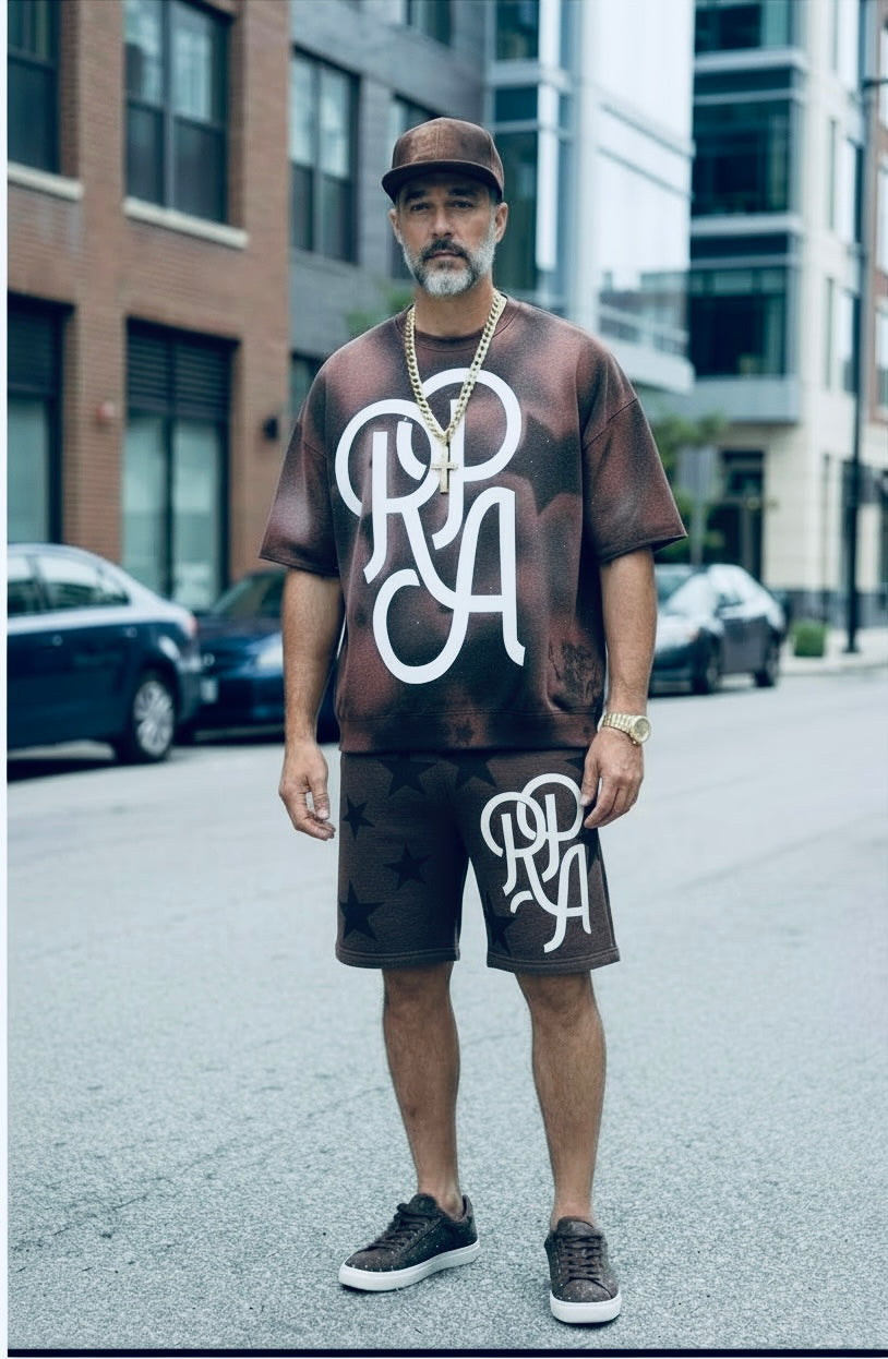 RPA Infected Society Chocolate Faded Star Short Sleeve Sweatshirt
