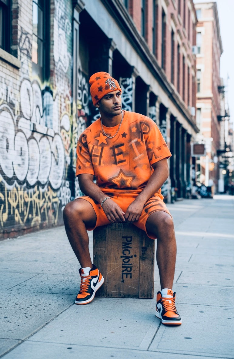 RPA Infected Society Orange Graffiti Crewneck Short Sleeve Sweatshirt