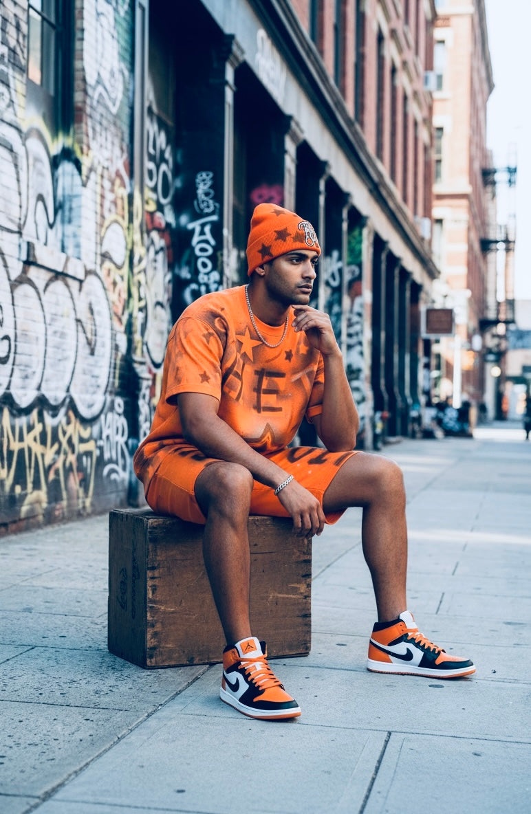 RPA Infected Society Orange Graffiti Crewneck Short Sleeve Sweatshirt