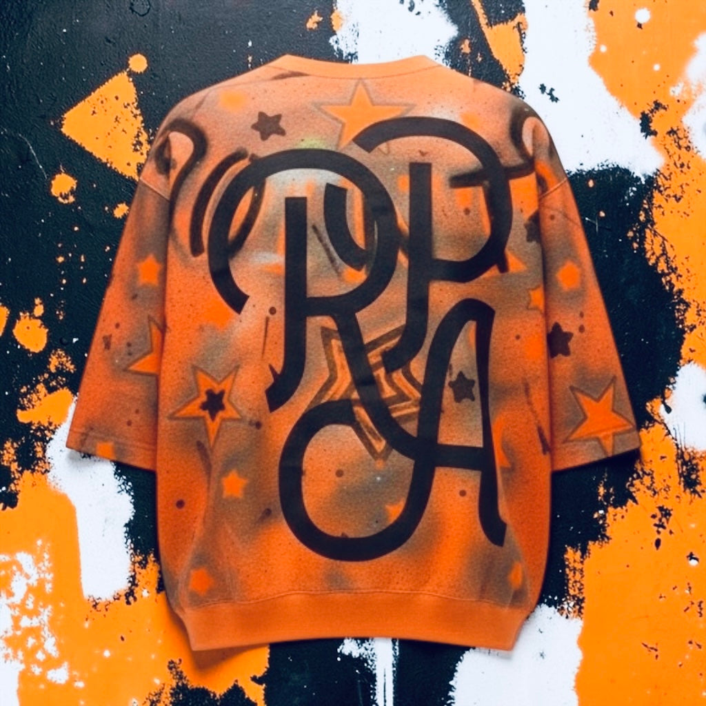 RPA Infected Society Orange Graffiti Crewneck Short Sleeve Sweatshirt
